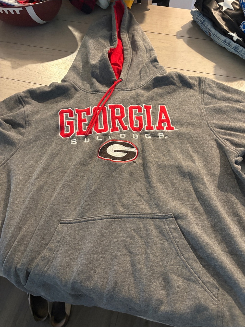 Logo Athletic Georgia Bulldogs Gray Hoodie with Red Accents